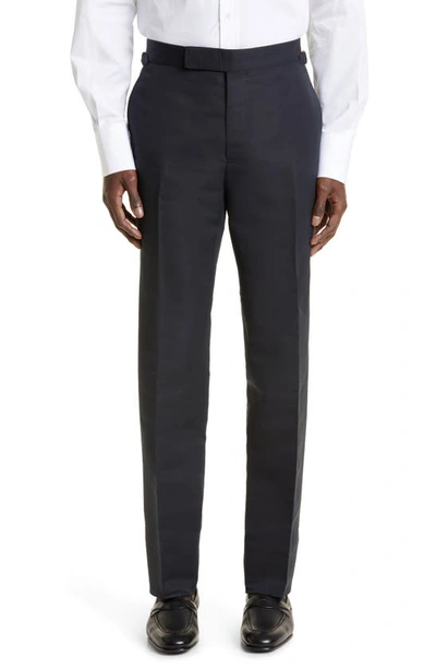 Shop Tom Ford Shelton Cotton & Silk Poplin Tuxedo Pants In Black