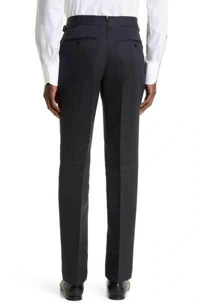 Shop Tom Ford Shelton Cotton & Silk Poplin Tuxedo Pants In Black