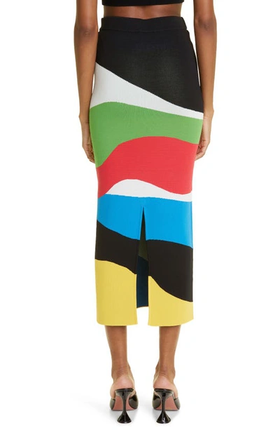 Shop Staud Karina Stripe Jacquard Pencil Skirt In Marble Wave