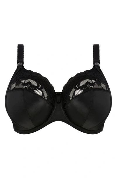 Elomi Meredith Full Figure Underwire Stretch Lace Bra El4440 In Black