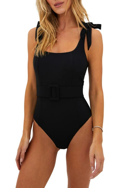 Shop Beach Riot Sydney Belted One-piece Swimsuit In Black
