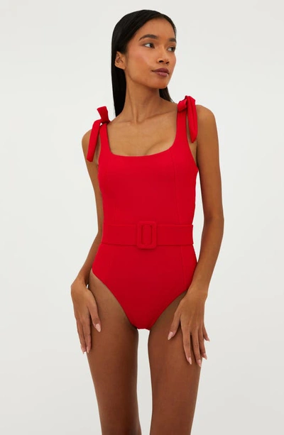 Shop Beach Riot Sydney Belted One-piece Swimsuit In Red