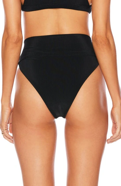 Beach Riot Amarie Rib High Waist Bikini Bottoms In Black