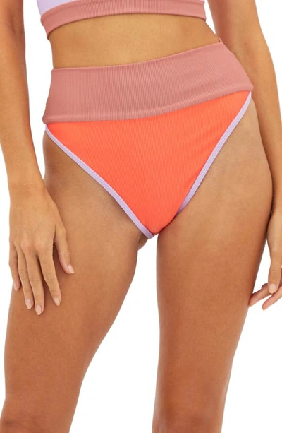 Shop Beach Riot Emmy Colorblock High Waist Bikini Bottoms In Oasis Colorblock
