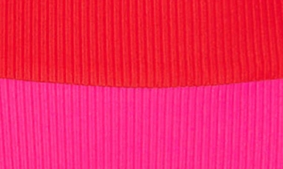 Shop Beach Riot Emmy Colorblock High Waist Bikini Bottoms In Fuchsia Red Neon Pink
