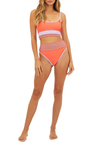 Shop Beach Riot Emmy Colorblock High Waist Bikini Bottoms In Oasis Colorblock