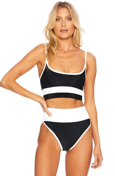 Shop Beach Riot Emmy Colorblock High Waist Bikini Bottoms In Black/ White