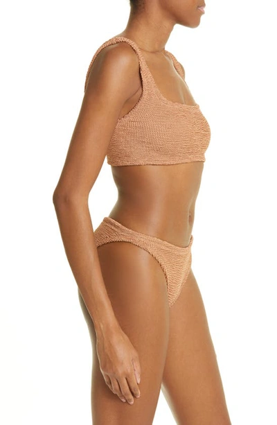 Hunza G Crinkle Two-piece Swimsuit In Metallic Cocoa