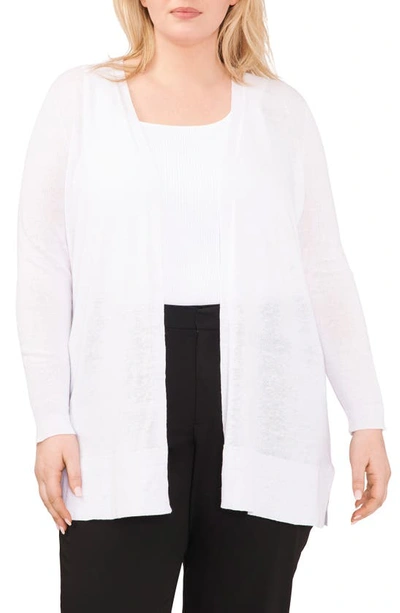 Shop Halogen (r) Side Slit Linen Blend Cardigan In Bright White