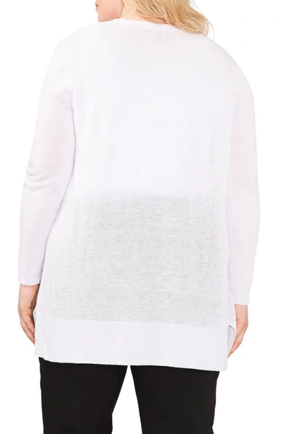 Shop Halogen Side Slit Linen Blend Cardigan In Bright White