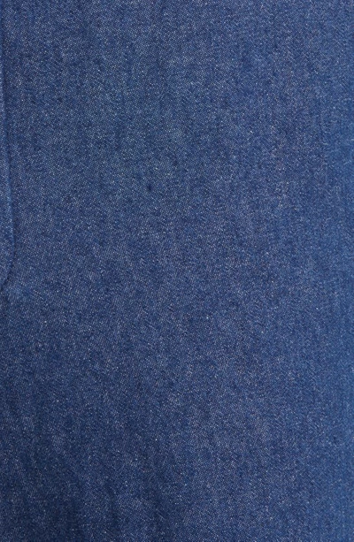 Berle Pleated Self Sizer Waist Flat Front Denim Trousers In Navy