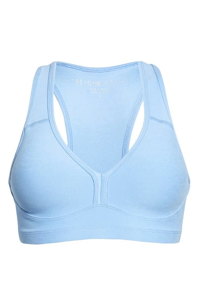 Beyond Yoga Lift Your Spirit Sports Bra In Flower Blue Heather