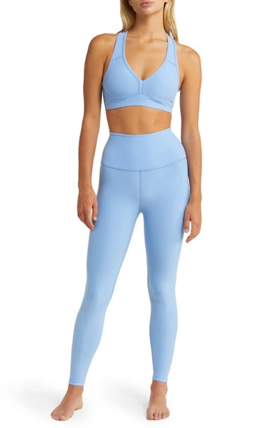 Shop Beyond Yoga Lift Your Spirits Sports Bra In Flower Blue Heather