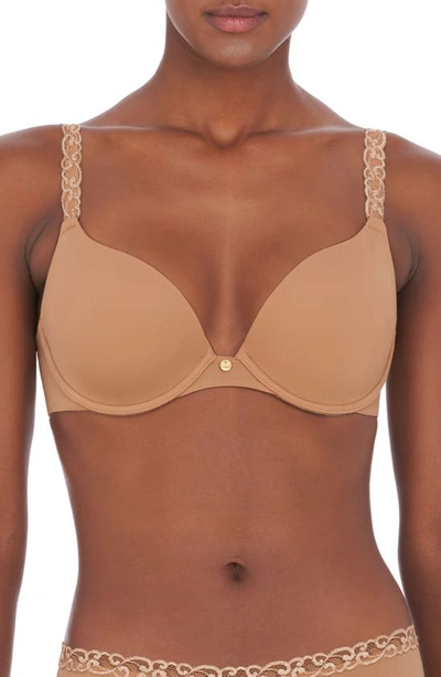 Shop Natori Pure Luxe Underwire Push-up Bra In Cafe