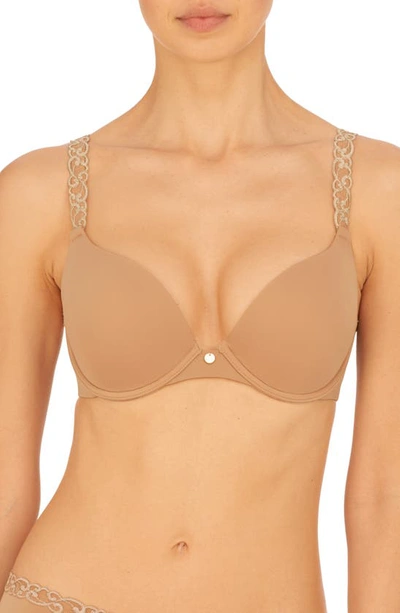 Shop Natori Pure Luxe Underwire Push-up Bra In Cafe