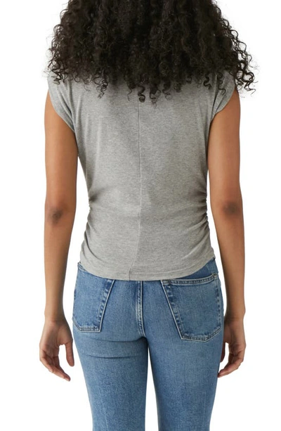 Michael Stars Amara Ruched Cowl Neck Rib T-shirt In Heather Grey