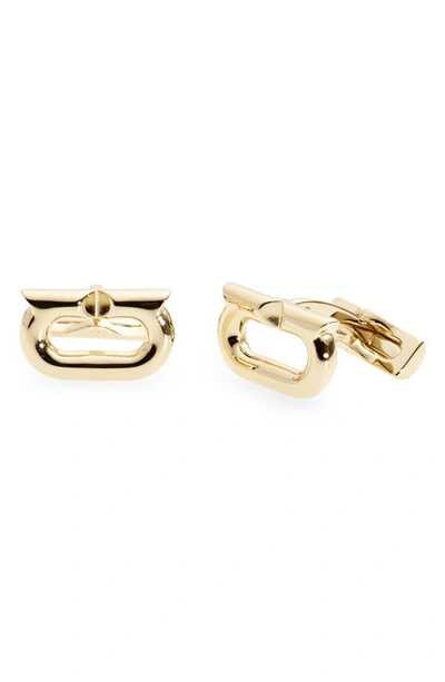 Shop Ferragamo Gancio Ellipse Cuff Links In Oro Giove