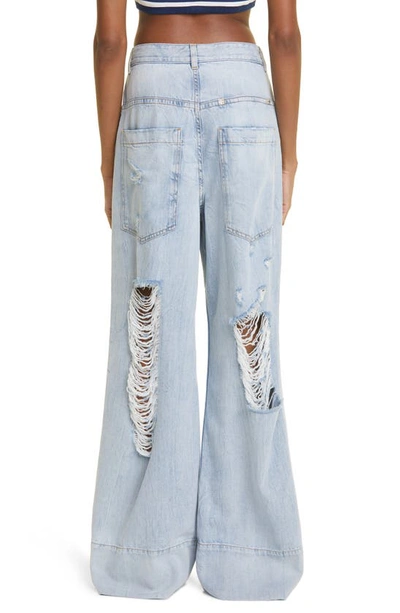 Shop Givenchy Distressed Extra Wide Leg Jeans In Light Blue