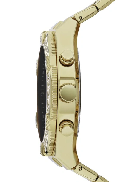 Shop Versace V-sporty Greca Chronograph Bracelet Watch, 46mm In Ip Yellow Gold