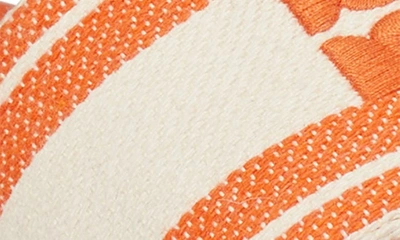 Shop Tory Burch Double T Jacquard Slide Sandal In Ash White / Carrot