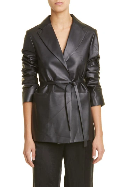 Shop The Row Boice Oversize Leather Blazer In Black