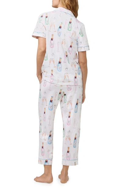 Bedhead Pajamas Print Crop Organic Cotton Knit Pajamas In Champagne Wedding