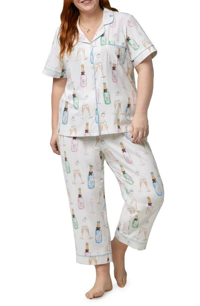 Bedhead Pajamas Print Crop Organic Cotton Knit Pajamas In Champagne Wedding