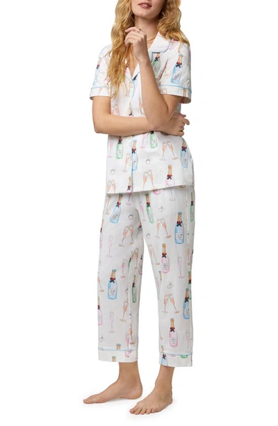 Bedhead Pajamas Print Crop Organic Cotton Knit Pajamas In Champagne Wedding