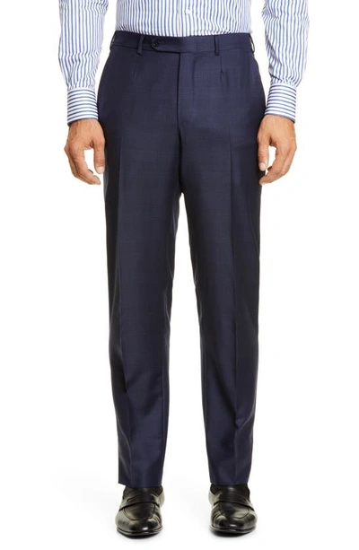 Shop Ermenegildo Zegna Milano Troffeo Classic Fit Plaid Wool Suit In Navy