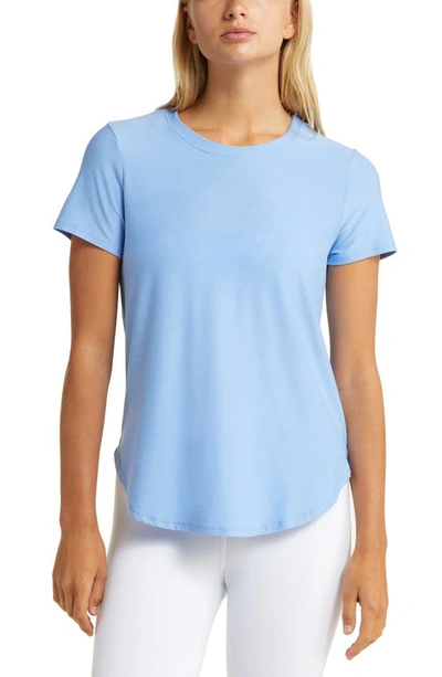 Shop Beyond Yoga On The Down Low T-shirt In Flower Blue Heather