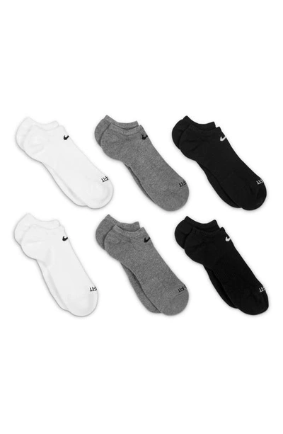 Shop Nike Dri-fit 6-pack Everyday Plus No-show Performance Socks In Grey Multi