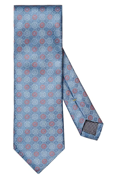 Shop Eton Circle Medallion Silk Tie In Medium Blue