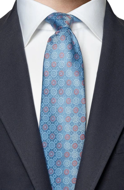 Shop Eton Circle Medallion Silk Tie In Medium Blue