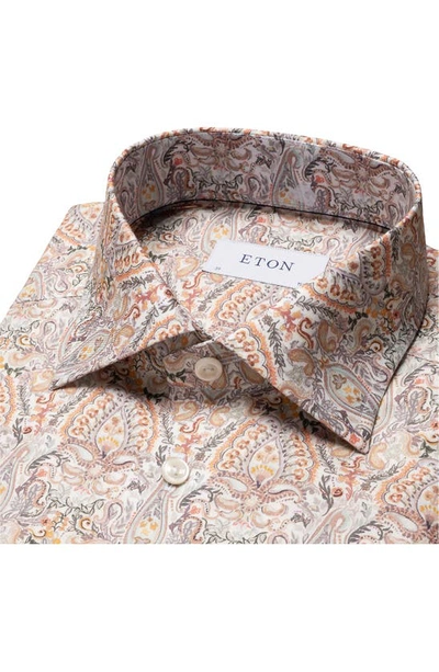 Shop Eton Contemporary Fit Paisley Dress Shirt In Medium Red