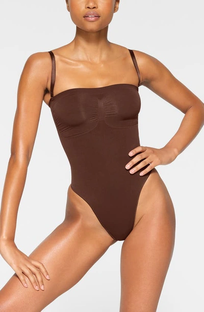 SKIMS, Seamless Sculpt Brief Bodysuit With Snaps, COCOA