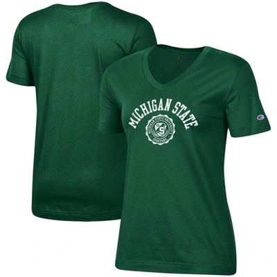 Shop Champion Green Michigan State Spartans University College Seal V-neck T-shirt