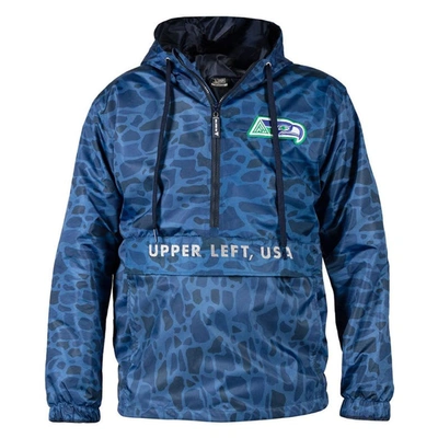 Shop The Great Pnw Blue Seattle Seahawks Camo Level Half-zip Pullover Jacket