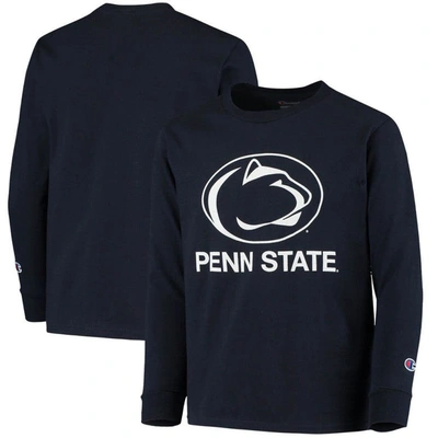 Shop Champion Youth  Navy Penn State Nittany Lions Lockup Long Sleeve T-shirt