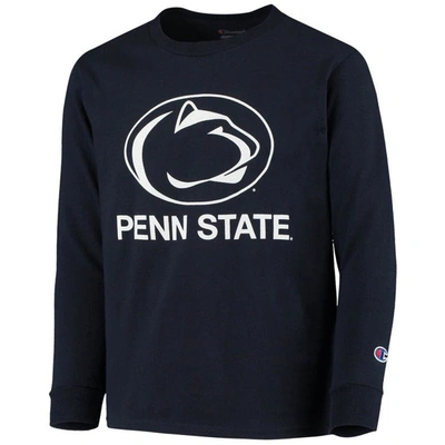 Shop Champion Youth  Navy Penn State Nittany Lions Lockup Long Sleeve T-shirt