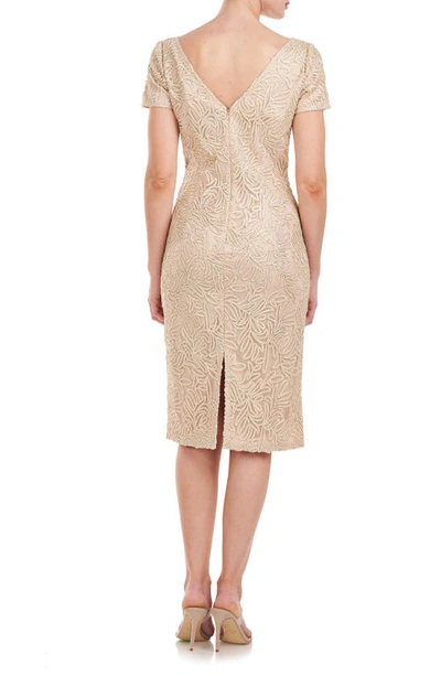 Shop Js Collections Scarlet Beaded Leaf Print Cocktail Dress In Champagne