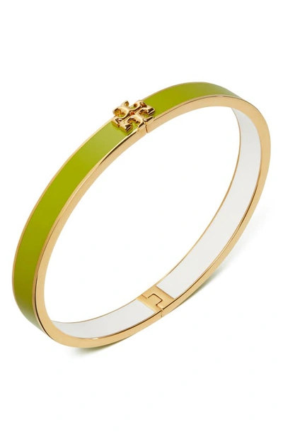Shop Tory Burch Kira Enamel Hinge Bracelet In Tory Gold / Green / Pink