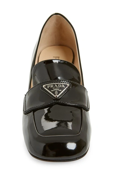 Shop Prada Triangle Logo Loafer In Black