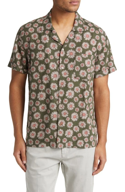 Shop Rails Moreno Floral Linen Blend Button-up Camp Shirt In Maya Print Olive