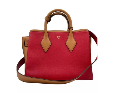 Shop Mcm Red Milano Ruby Leather Medium Tote Shoulder Women's Bag