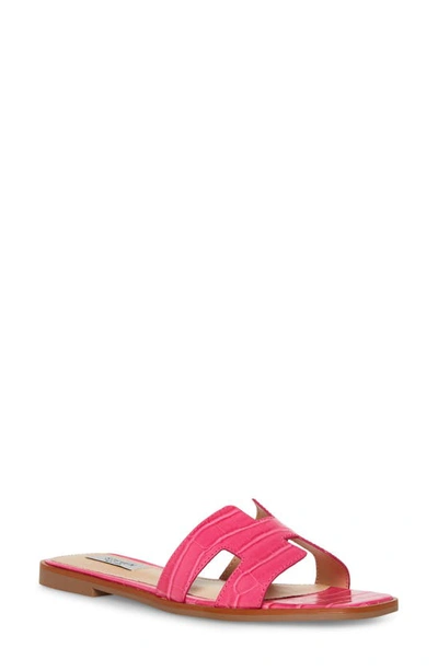 Shop Steven New York Harlien Croc Embossed Slide Sandal In Hot Pink