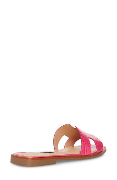 Steven New York Harlien Croc Embossed Slide Sandal In Hot Pink