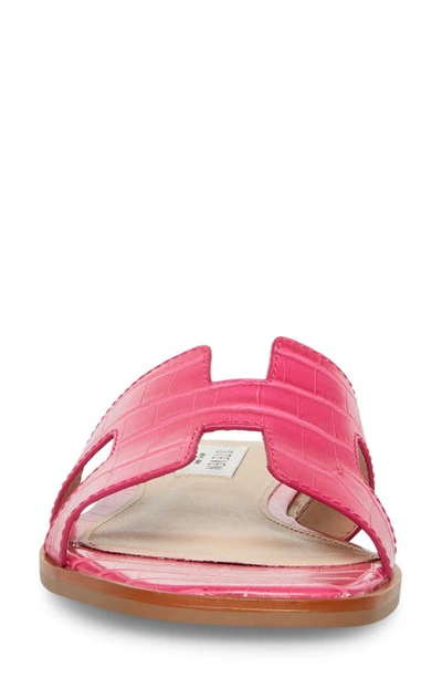 Steven New York Harlien Croc Embossed Slide Sandal In Hot Pink