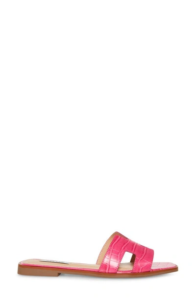 Steven New York Harlien Croc Embossed Slide Sandal In Hot Pink