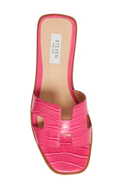 Steven New York Harlien Croc Embossed Slide Sandal In Hot Pink