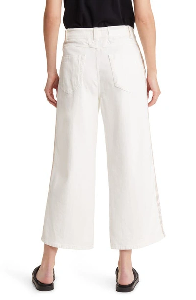 Shop Closed Melfort Side Stripe High Waist Crop Wide Leg Jeans In White